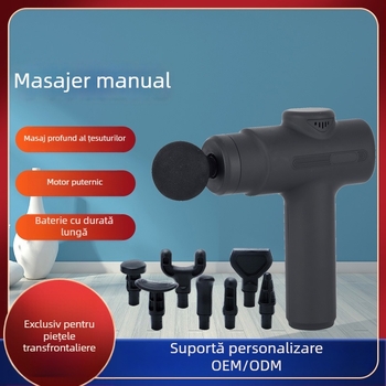 Pistol de masaj portabil (motor cu perii, 5+ trepte de viteză, baterie încorporată, zgomot redus sub 36 dB)