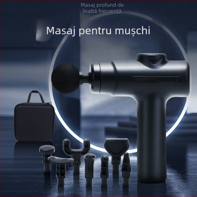 Pistol de masaj portabil (motor cu perii, 5+ trepte de viteză, baterie încorporată, zgomot redus sub 36 dB)