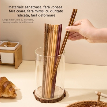 Bețișoare din lemn pentru adulți - model desen animat, stil proaspăt și drăguț, 5 sau 6 perechi