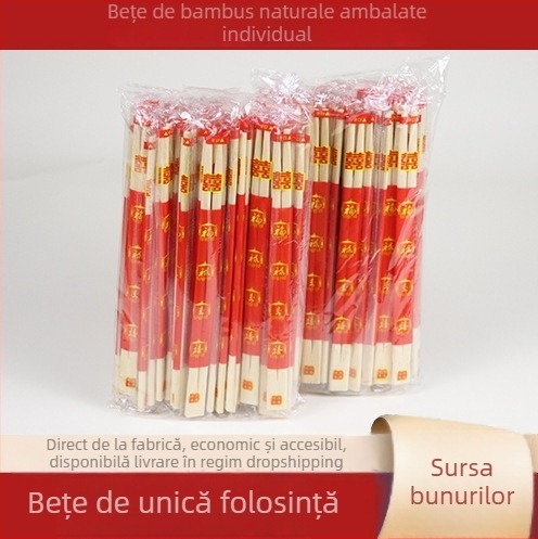 Bețișoare de unică folosință cu lingură de supă – bambus, calitate alimentară, set de patru piese, compatibil cu cuptorul cu microunde