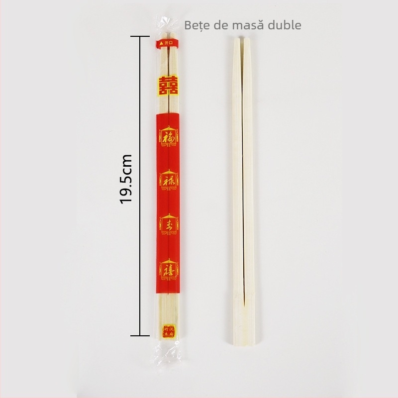 Bețișoare de unică folosință cu lingură de supă – bambus, calitate alimentară, set de patru piese, compatibil cu cuptorul cu microunde