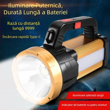 Lanternă LED reîncărcabilă, 20W, 4200mAh, alimentare manuală, rază 200–500 m, lanternă portabilă pentru exterior