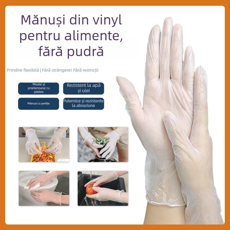 Blue Guard mănuși de unică folosință din vinil, impermeabile, de calitate alimentară, pentru uz medical, alimentar și industrial, transparente