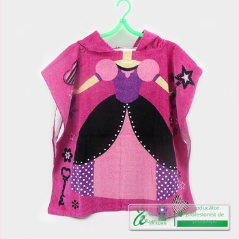 Prosop de baie cu glugă pentru copii din bumbac 100% (260 g/m², imprimare reactivă, design Tinker Bell)