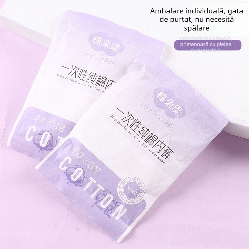 Chiloți de unică folosință pentru femei – 100% bumbac, respirabili, antibacteriali, postpartum și pentru călătorii