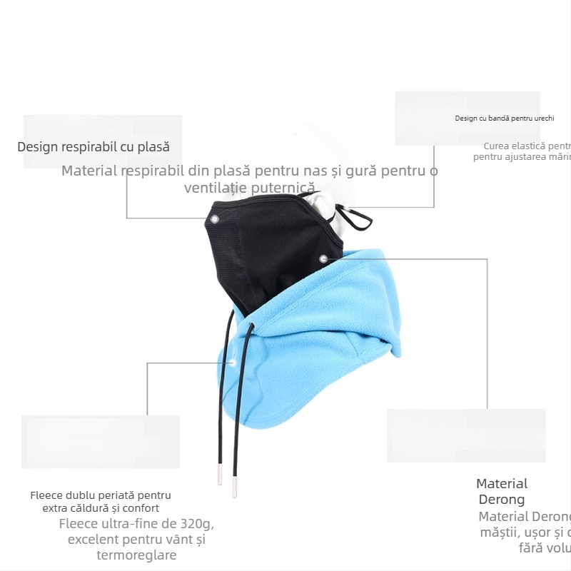 Mască de schi unisex cu plasă respirabilă, poliester, brand Benshi