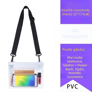 Geantă impermeabilă crossbody pentru telefon – exterior PVC, capacitate mare, ecran tactil transparent