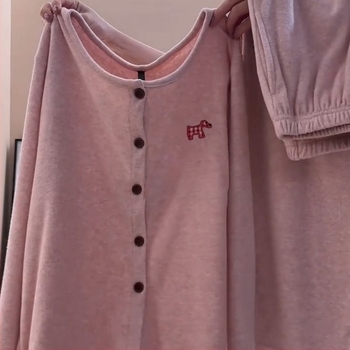 Set de pijamale cu imprimare dachshund, fleece german, grosime 201-250 g/m², guler Turn-down, mâneci lungi