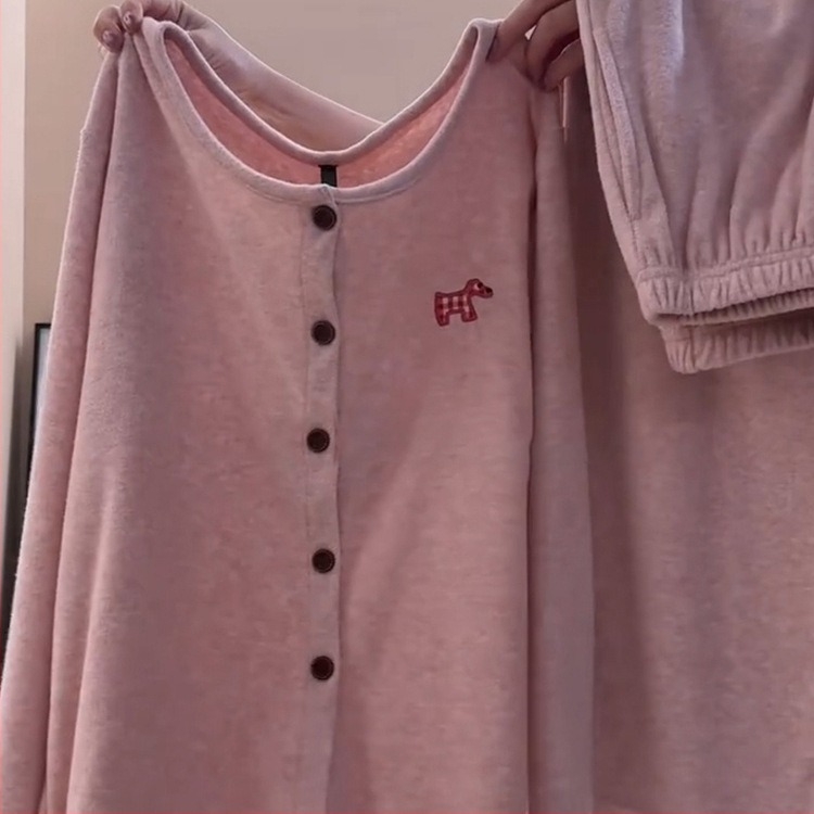 Set de pijamale cu imprimare dachshund, fleece german, grosime 201-250 g/m², guler Turn-down, mâneci lungi