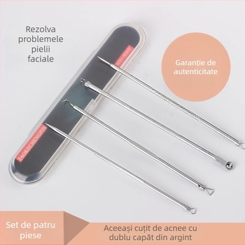 Extractor pentru puncte negre din oțel inoxidabil, set de 4 piese, model H091, brand Super Shitong