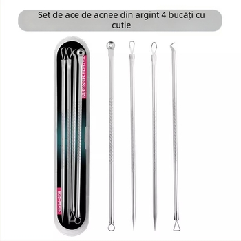 Extractor pentru puncte negre din oțel inoxidabil, set de 4 piese, model H091, brand Super Shitong