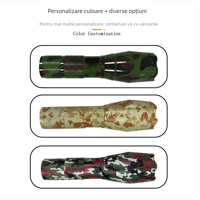 Fenar LED de mână, impermeabil, cu zoom, multifuncțional pentru drumeții și scufundări, 10W, baterie: 3xAAA sau 1x18650