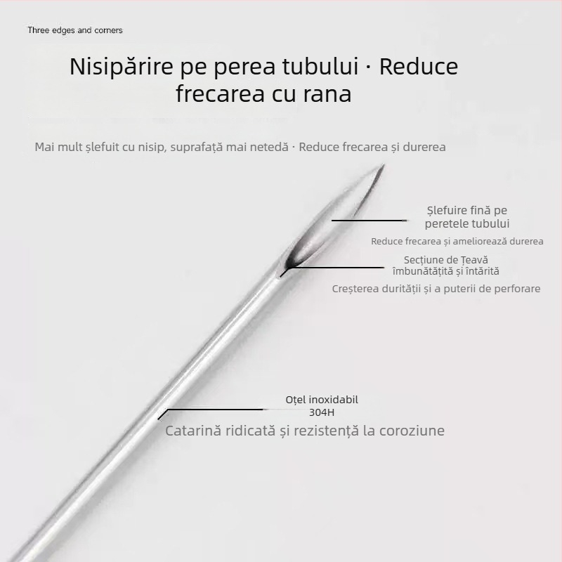 Set de ace de piercing de unică folosință pentru perforarea pielii (urechi, limbă, buze) cu ace acoperite; Brand Tai Mei; Conținut net 150 g; Țara de origine Altul; Producător Henan Taimei