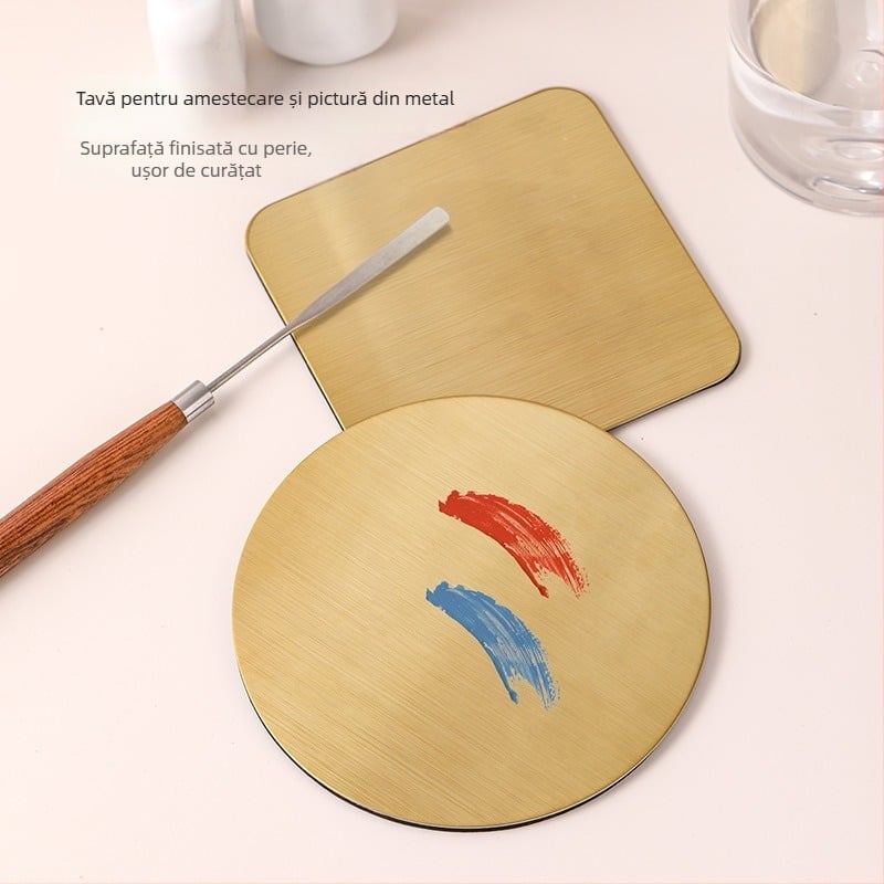 Paletă pentru artă unghii cu bețișoare din oțel inoxidabil pentru amestecarea gelului de unghii, 1 piesă