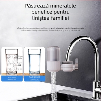 Filtru de purificare a apei pentru robinet de bucătărie, montaj frontal, ieșire dublă, lavabil