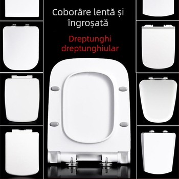 Capac de toaletă pătrat, îngroșat și durabil, cu pernă, distanța găurilor de montaj reglabilă 10–18 mm, material: rășină urea-formaldehidă