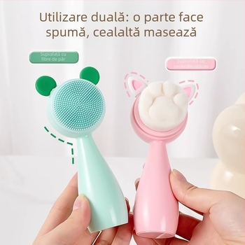 Periuța de curățare a feței Chuyi – manuală, dublă față, peri moi pentru curățare profundă a porilor