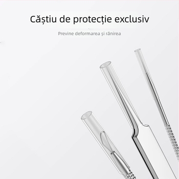 Set de 4 ace pentru acnee din oțel inoxidabil, pentru eliminarea punctelor negre
