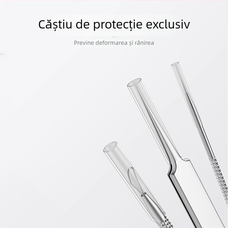 Set de 4 ace pentru acnee din oțel inoxidabil, pentru eliminarea punctelor negre
