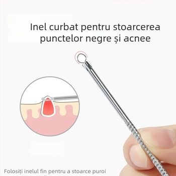 Ace pentru acnee – Etif; oțel inoxidabil; 2 pachete; ustensilă pentru curățarea feței; pentru uz general.