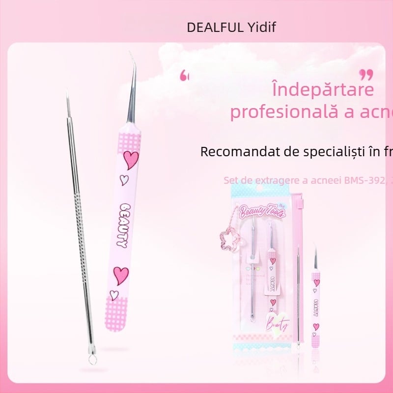 Idealful Instrument pentru acnee – unelte de cosmetică pentru față, din oțel inoxidabil, ambalaj 144, pentru utilizare generală