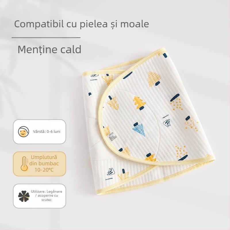 Prosop de înfășare pentru nou-născuți, cald pentru toamnă-iarnă, model Cartoon, strat mediu 100% poliester, bază 100% bumbac, pentru vârsta 0–12 luni