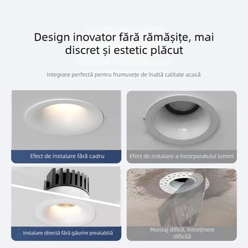 Downlight LED încastrat arc fără ramă, 6–10W, 220V, CRI≥90, 3000K/4000K/6000K, aluminiu