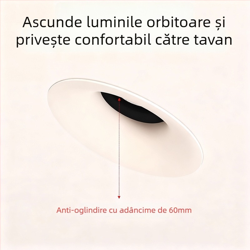 Downlight LED încastrat arc fără ramă, 6–10W, 220V, CRI≥90, 3000K/4000K/6000K, aluminiu