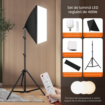 Iluminare foto pentru streaming live — 55W, 5600K, reglaj al intensității luminii, reglabilă temperatura culorii, pentru streaming, machiaj și selfie