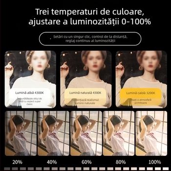 Iluminare foto pentru streaming live — 55W, 5600K, reglaj al intensității luminii, reglabilă temperatura culorii, pentru streaming, machiaj și selfie