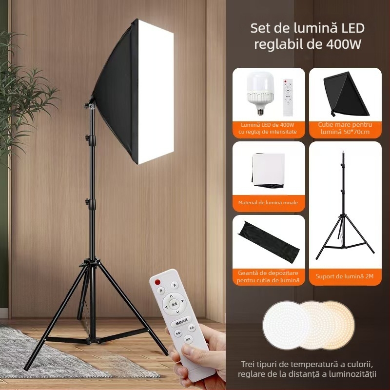 Iluminare foto pentru streaming live — 55W, 5600K, reglaj al intensității luminii, reglabilă temperatura culorii, pentru streaming, machiaj și selfie