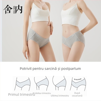 Lenjerie de maternitate fără cusături, respirabilă, talie joasă, căptușeală din bumbac între picioare, antibacterian