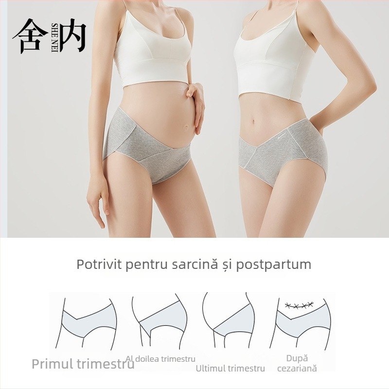 Lenjerie de maternitate fără cusături, respirabilă, talie joasă, căptușeală din bumbac între picioare, antibacterian