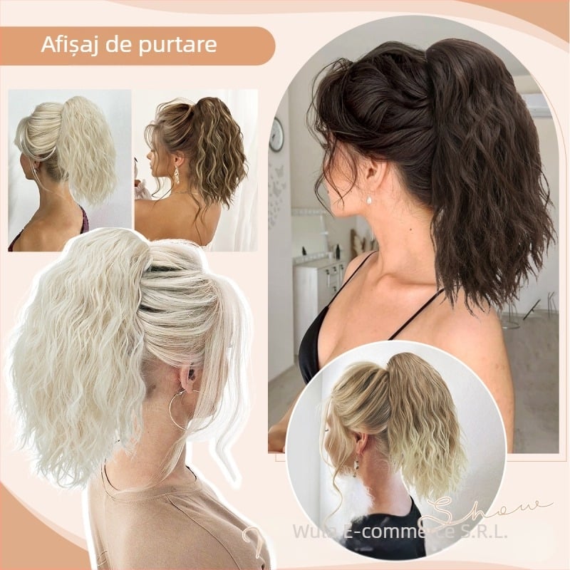 Perucă coadă SARLA — lungă, buclată, fibre rezistente la temperatură, cu clips de prindere, model P064