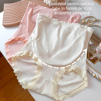 Chiloți de maternitate talie înaltă, fără cusături, susținere pentru abdomen, căptușeală din bumbac 100%, pentru toate anotimpurile