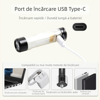Lumină de buzunar multifuncțională cu clips pentru chei, corp din aliaj de aluminiu, alimentare manuală, baterie 220mAh, LED, 10W, rază până la 50 m, autonomie 3 h