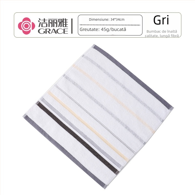 Prosop pătrat pentru față, 100% bumbac, fir 16-count combed, 45 g, absorbție de apă 5–10 s