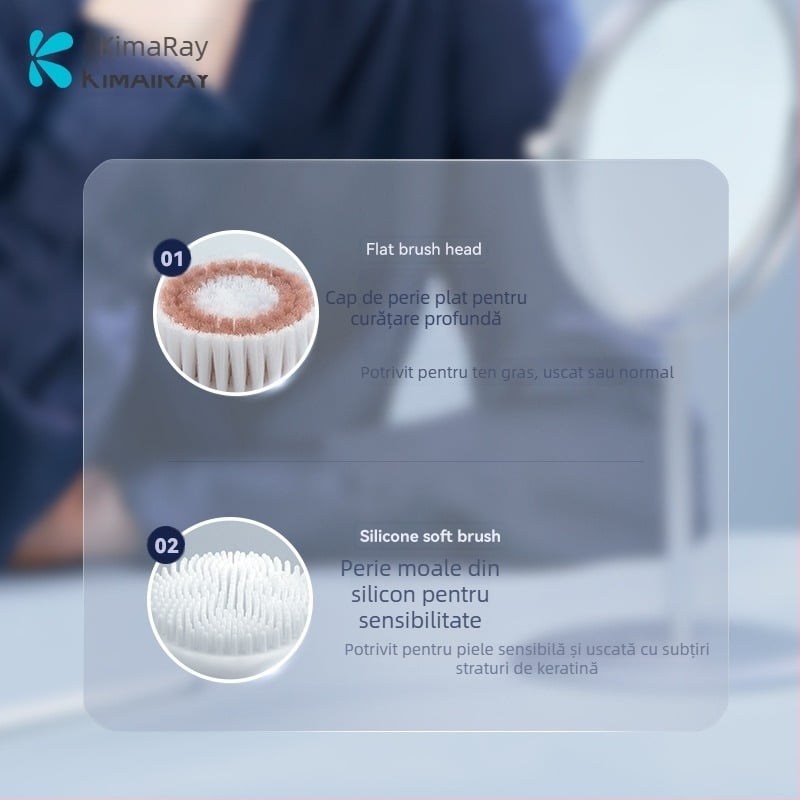 Perie electrică pentru curățarea facială din silicon – curățare profundă, curățare pori, vibrație (electric, silicon, curățare profundă, curățare pori, vibrație)