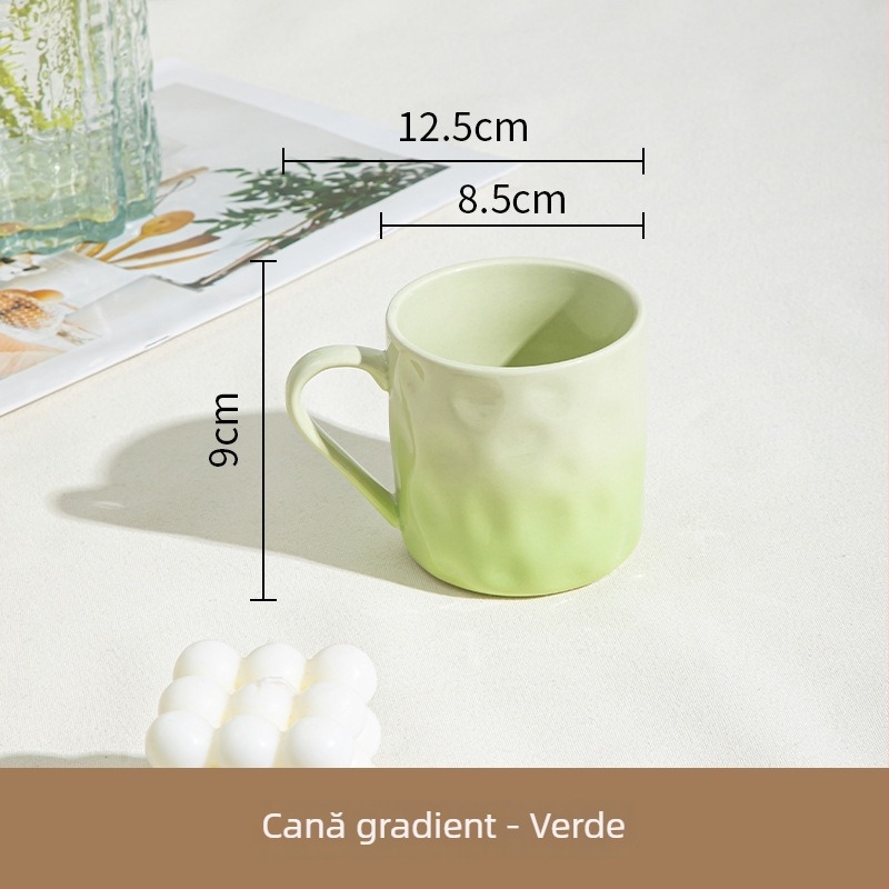 Cană ceramică cu mâner – formă circulară, design modern și simplu, sigură pentru cuptorul cu microunde, rezistentă la temperaturi ridicate