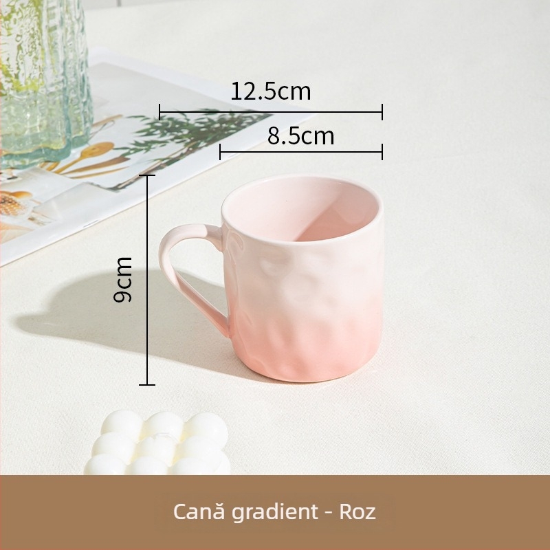 Cană ceramică cu mâner – formă circulară, design modern și simplu, sigură pentru cuptorul cu microunde, rezistentă la temperaturi ridicate