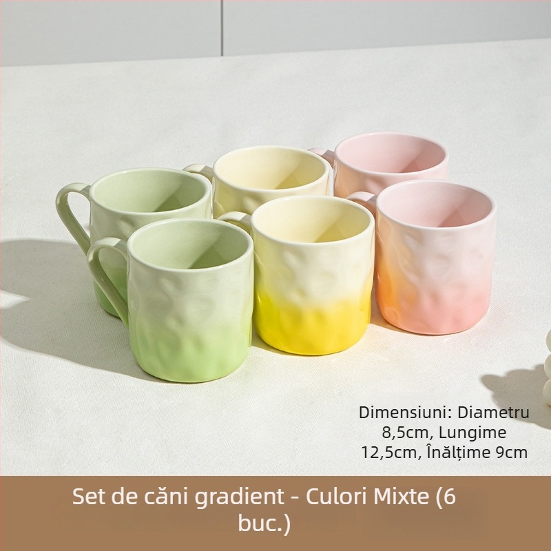 Cană ceramică cu mâner – formă circulară, design modern și simplu, sigură pentru cuptorul cu microunde, rezistentă la temperaturi ridicate