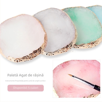 Honuo Paletă pentru unghii în stil japonez – placă de afișaj din agat, cristal și rășină marmurată pentru unghii, accesorii foto