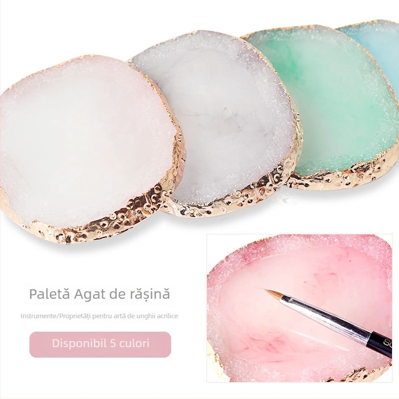Honuo Paletă pentru unghii în stil japonez – placă de afișaj din agat, cristal și rășină marmurată pentru unghii, accesorii foto