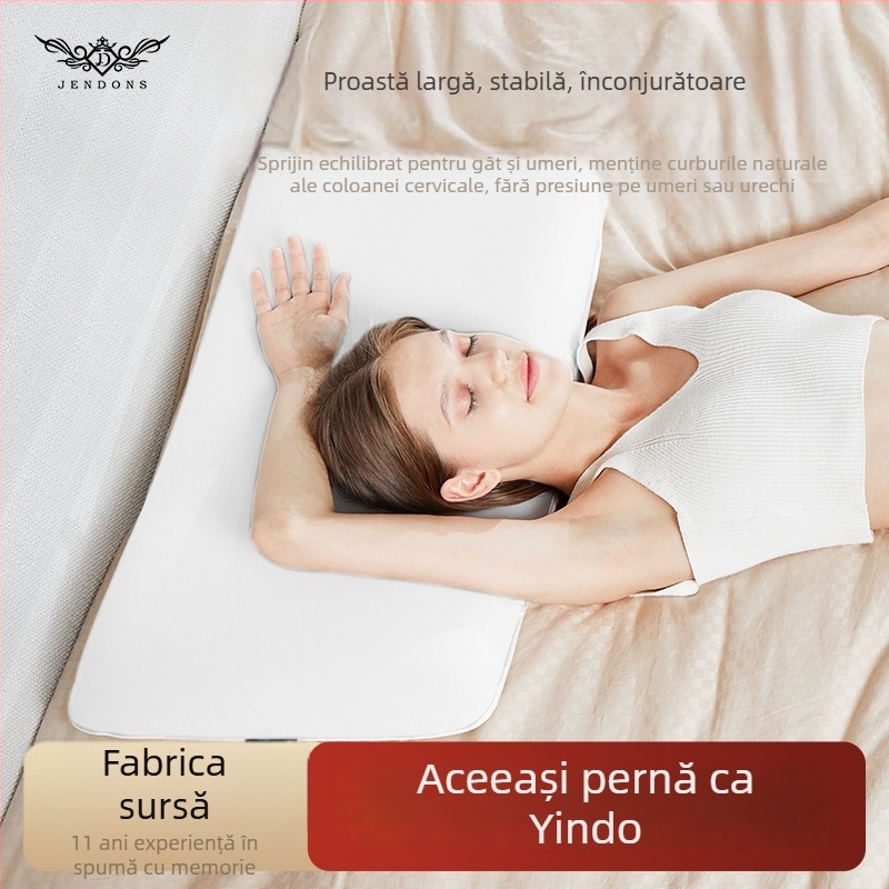 Perna Pillow Island din memory cotton, formă dreptunghiulară, înălțime a nucleului 10–15 cm, țesătură a nucleului poliester-bumbac