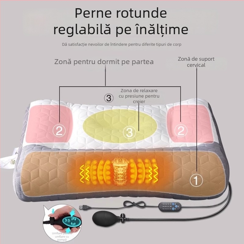 Perna de susținere a gâtului din latex, dreptunghiulară, latex natural, nucleu tricotat, înălțimea nucleului 10–15 cm