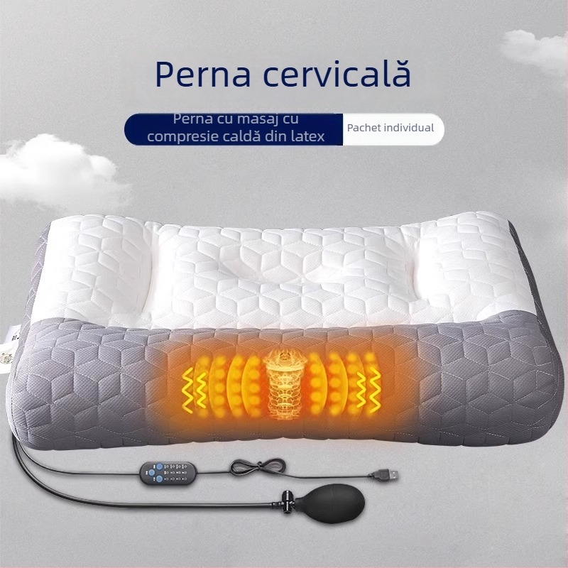 Perna de susținere a gâtului din latex, dreptunghiulară, latex natural, nucleu tricotat, înălțimea nucleului 10–15 cm