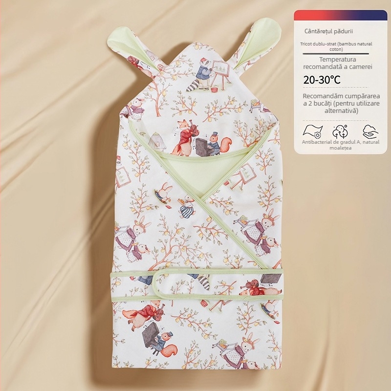 Cuvertură pentru nou-născuți din bumbac, 100% bumbac, greutate sub 0,5 kg, vară, stil desen animat.