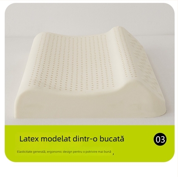 Perna de dormit din latex natural cu husă tricot, conținut latex 80–90%, înălțime 5–10 cm, suport cervical pentru adulți
