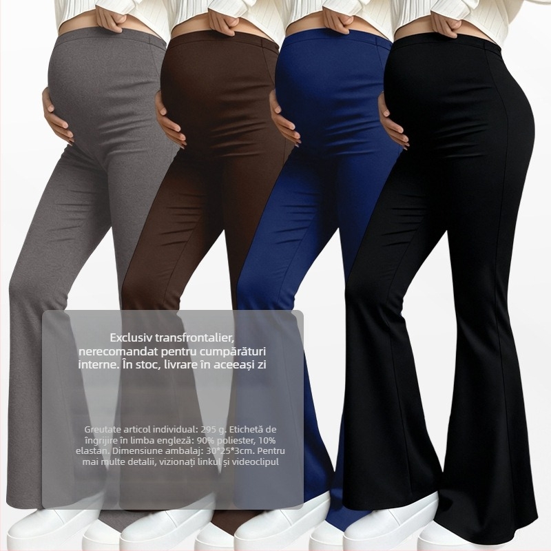 Colanți de maternitate cu susținere a burții, talie înaltă, croială strânsă, material Milk Silk, amestec poliester-spandex