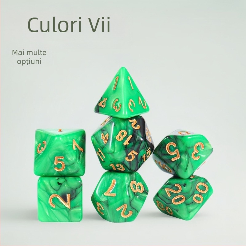 Set de zaruri din acrilic cu 20 fețe, în cutie cadou, colțuri rotunjite, procesare personalizată disponibilă